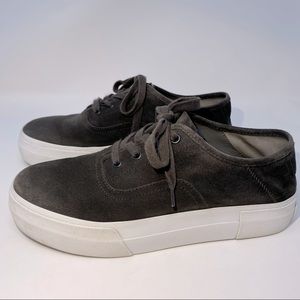 Vince Copley Gray Suede Platform Lace-Up Sneakers